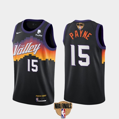 Men's Phoenix Suns #15 Cameron Payne 2021 Black NBA Finals City Edition Stitched Jersey